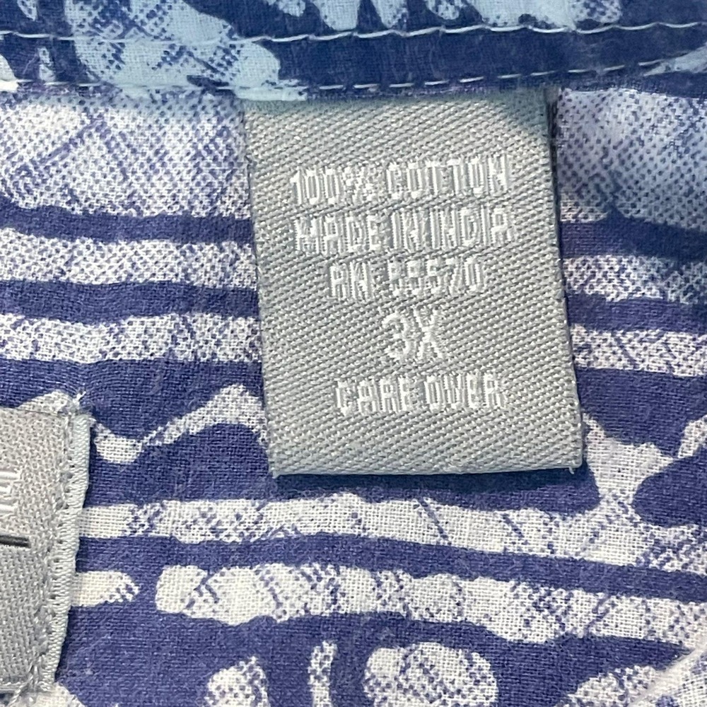 Women's Blue & White Printed Button-Down Shirt - Relaxed Collared Top - Picture 4 of 8